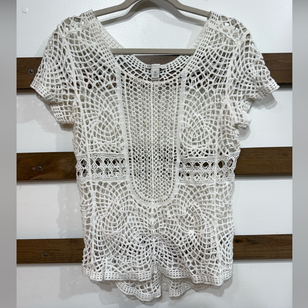 Cato Ivory Crochet Knit Top